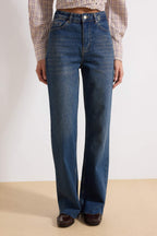 Trendyolmilla Ekru Paçası Kesikli Yüksek Bel Straight %100 Pamuk Non-Stretch Jeans TWOAW25JE00378