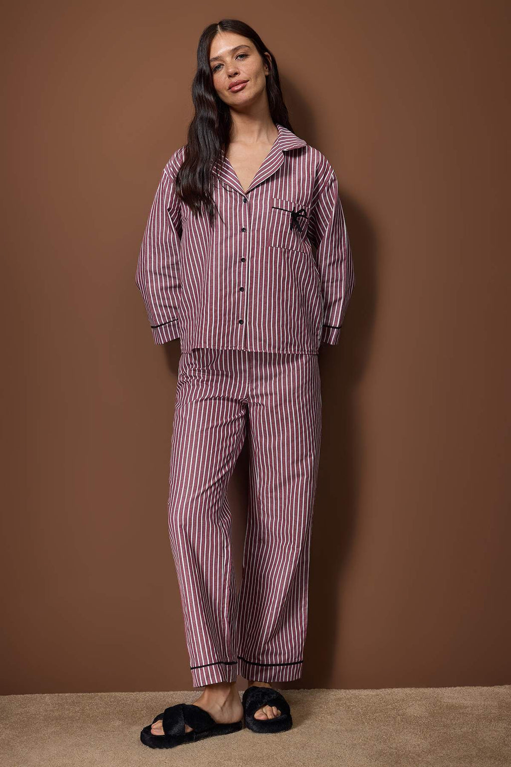 Trendyolmilla Mavi Çizgili Poplin Dokuma Pijama Takımı THMAW26PT00101