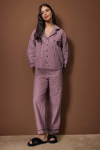 Trendyolmilla Mavi Çizgili Poplin Dokuma Pijama Takımı THMAW26PT00101