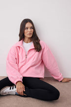 Trendyolmilla Açık Mavi  Fermuarlı Dik Yaka Polar Regular/Normal Kesim Örme Sweatshirt TWOAW21SW0758