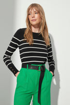 Trendyolmilla Mint Merserize Görünümlü Premium İplik / Özel İplik Çizgili Triko Kazak TWOAW23KZ01693