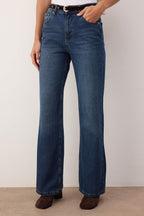 Koyu Mavi Kemerli Yüksek Bel Wide Leg Jeans TWOAW26JE00253