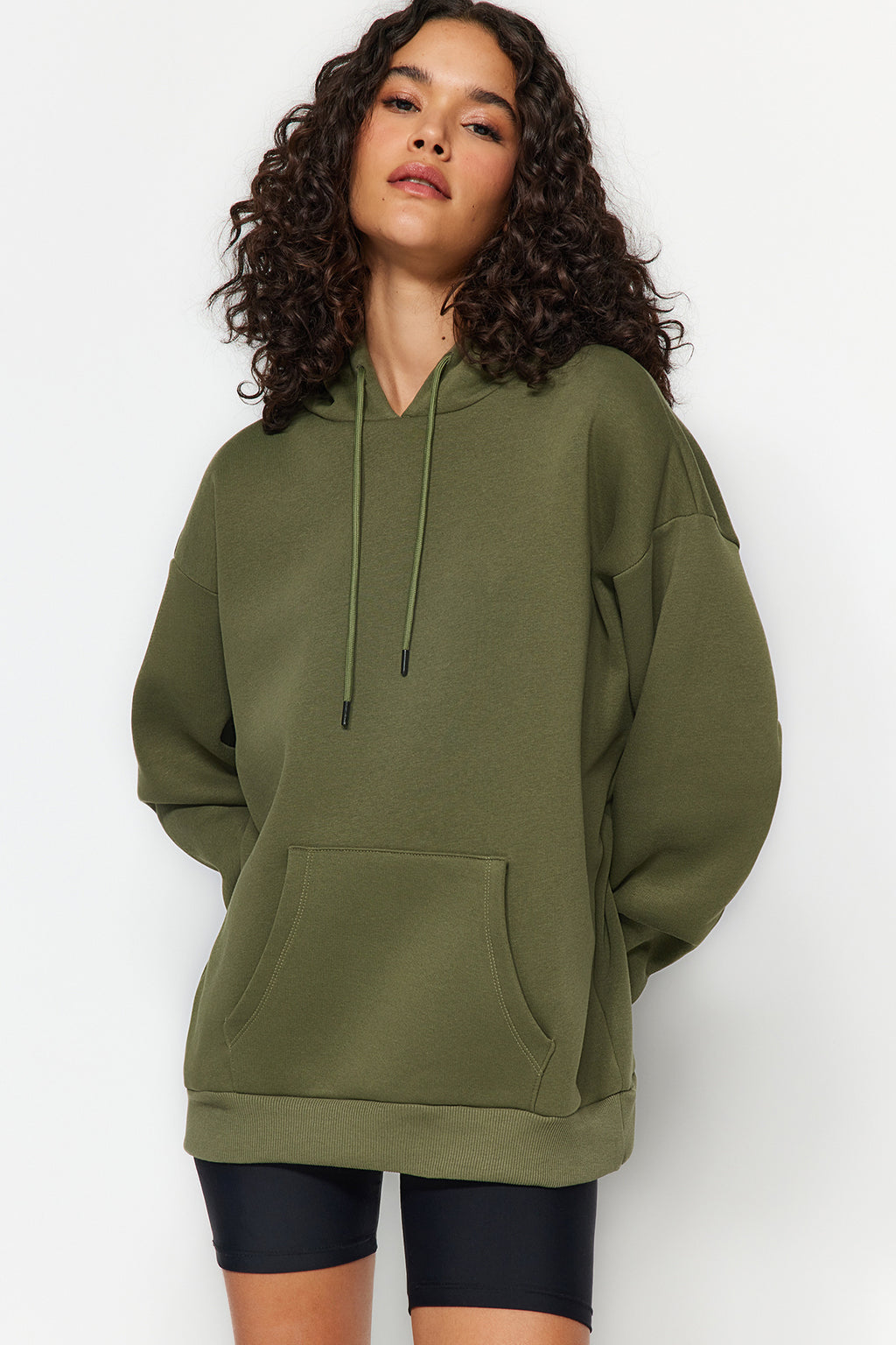Trendyolmilla Kiremit Kalın İçi Polarlı Oversize/Geniş Kalıp Kapüşonlu Basic Örme Sweatshirt TWOAW24SW00103