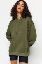 Trendyolmilla Kiremit Kalın İçi Polarlı Oversize/Geniş Kalıp Kapüşonlu Basic Örme Sweatshirt TWOAW24SW00103