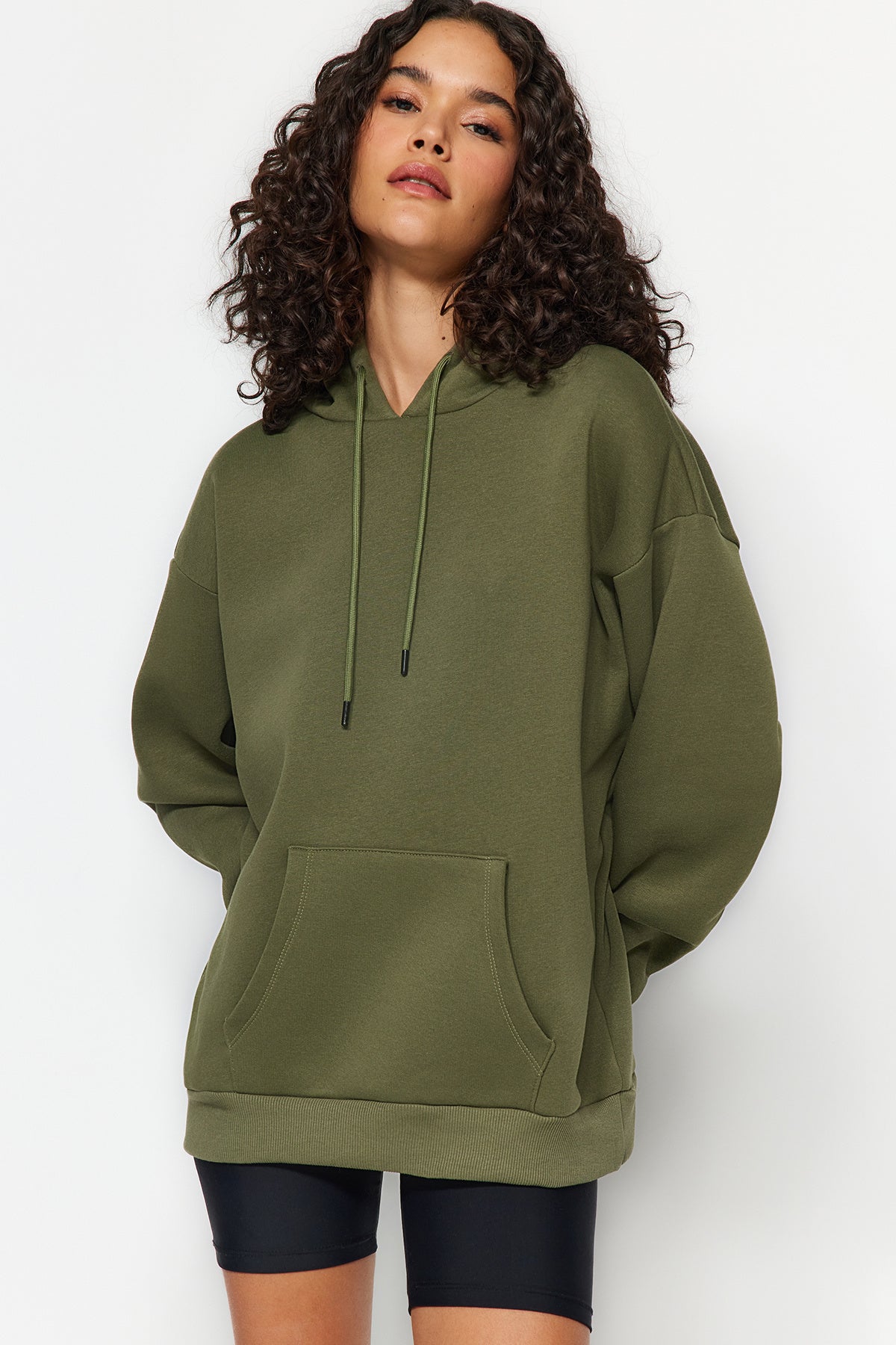 Trendyolmilla Kiremit Kalın İçi Polarlı Oversize/Geniş Kalıp Kapüşonlu Basic Örme Sweatshirt TWOAW24SW00103