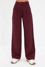 Trendyolmilla Vizon Wide Leg/Geniş Paça Pilili Dokuma Pantolon TWOAW22PL0475