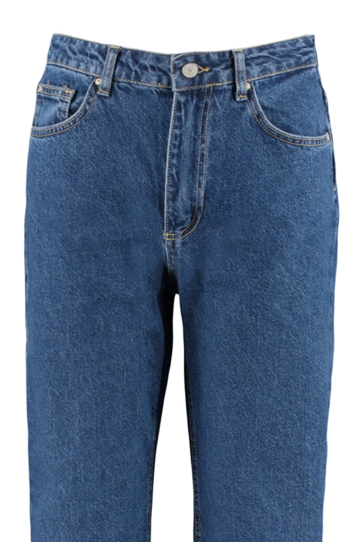 Trendyolmilla Koyu Mavi Yüksek Bel Wide Leg Geniş Paça %100 Pamuk Non-Stretch Jeans TWOSS23JE00068
