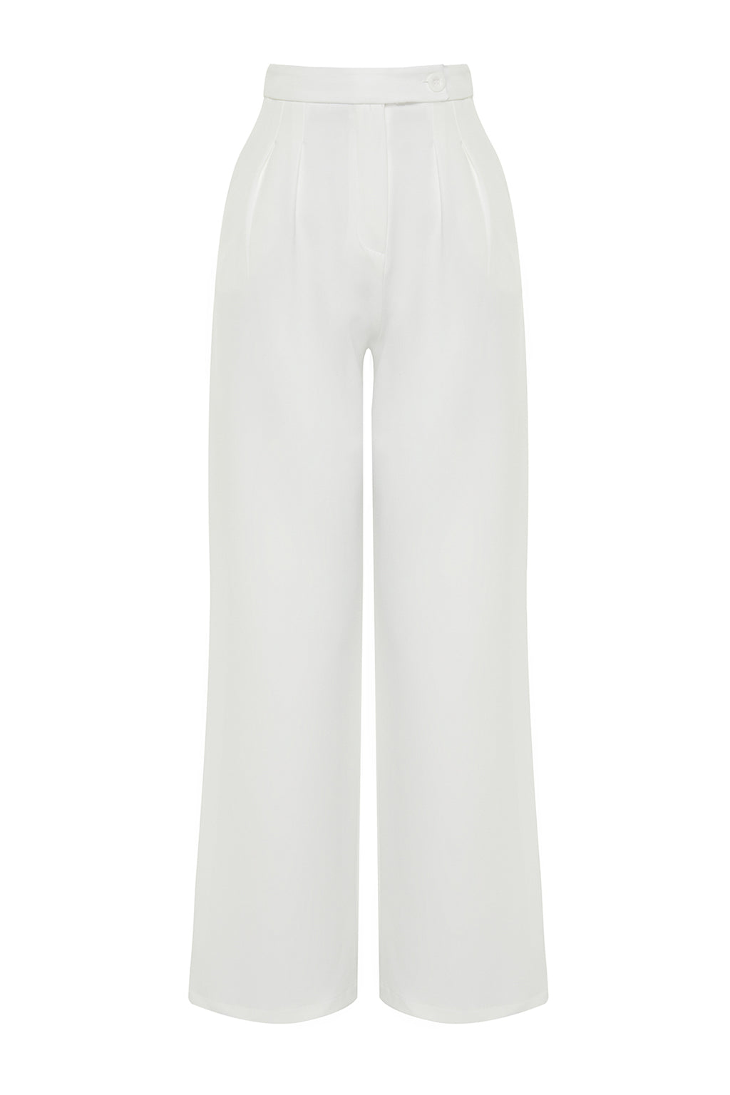 Trendyolmilla Ekru Wide Leg/Geniş Paça Yüksek Bel Dokuma Kumaş Pantolon TWOAW22PL0066