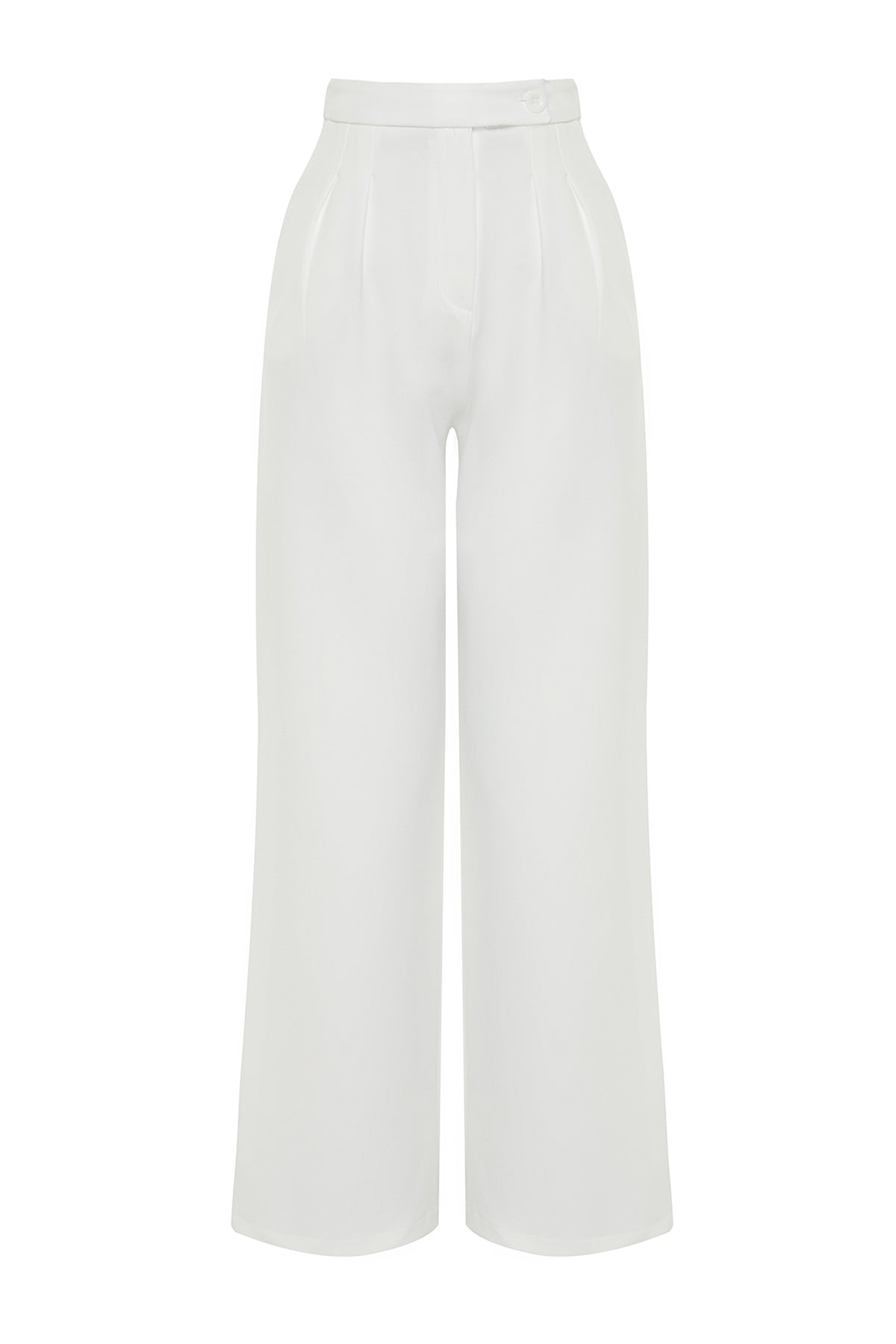 Trendyolmilla Ekru Wide Leg/Geniş Paça Yüksek Bel Dokuma Kumaş Pantolon TWOAW22PL0066