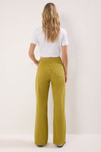 Trendyolmilla Yağ Yeşili Bel Detaylı Yüksek Bel Wide Leg Pantolon TWOAW25JE00039