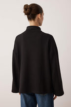 Trendyolmilla Petrol Dik Yaka Fermuarlı ve Cepli Relaxed/Rahat Kalıp Örme Sweatshirt TWOAW26SW00187