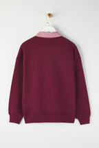 Trendyolmilla Ekru Oversize/Geniş Kalıp Dokuma Garni Detaylı Polo Yaka Örme Sweatshirt TWOAW26SW00116