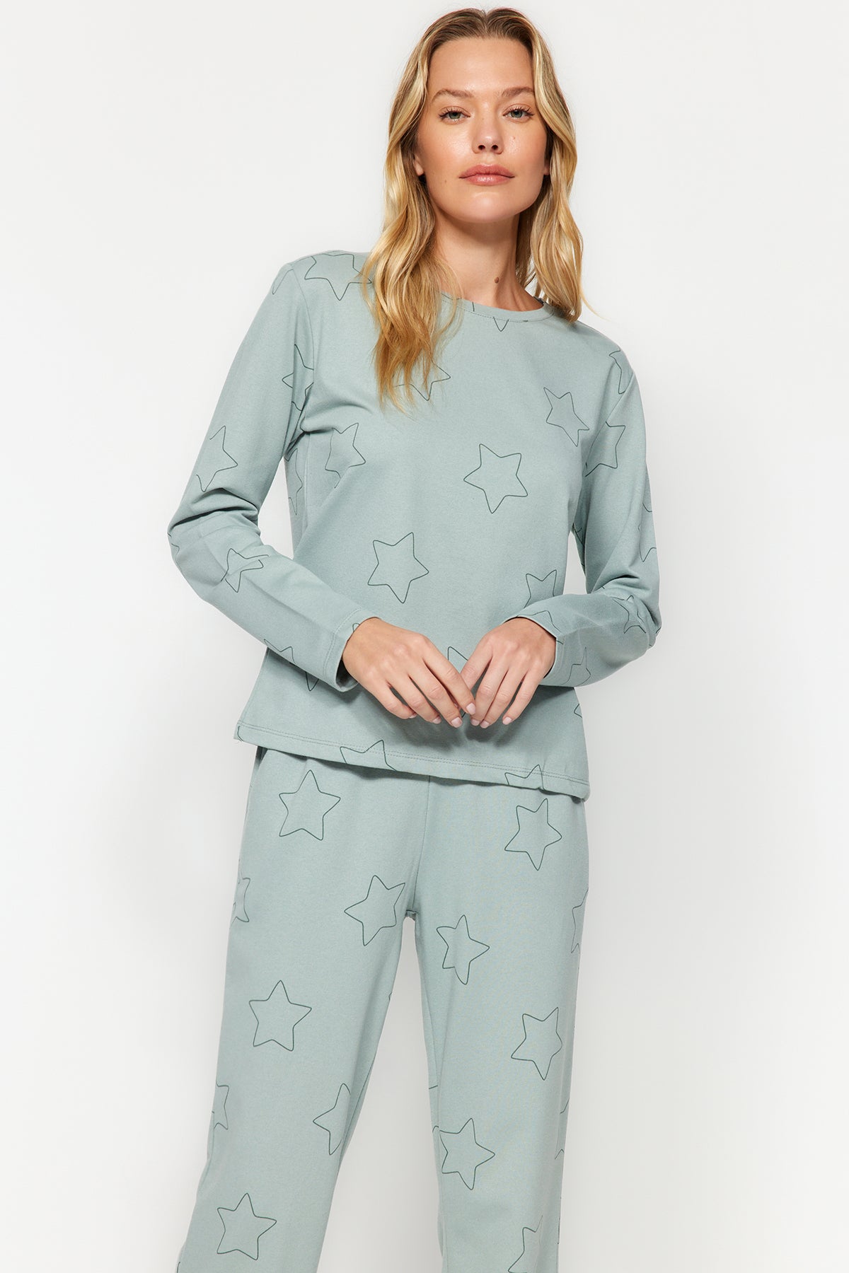 Mint %100 Pamuklu Yıldızlı Örme Pijama Takımı THMAW24PT00234 Secondary image