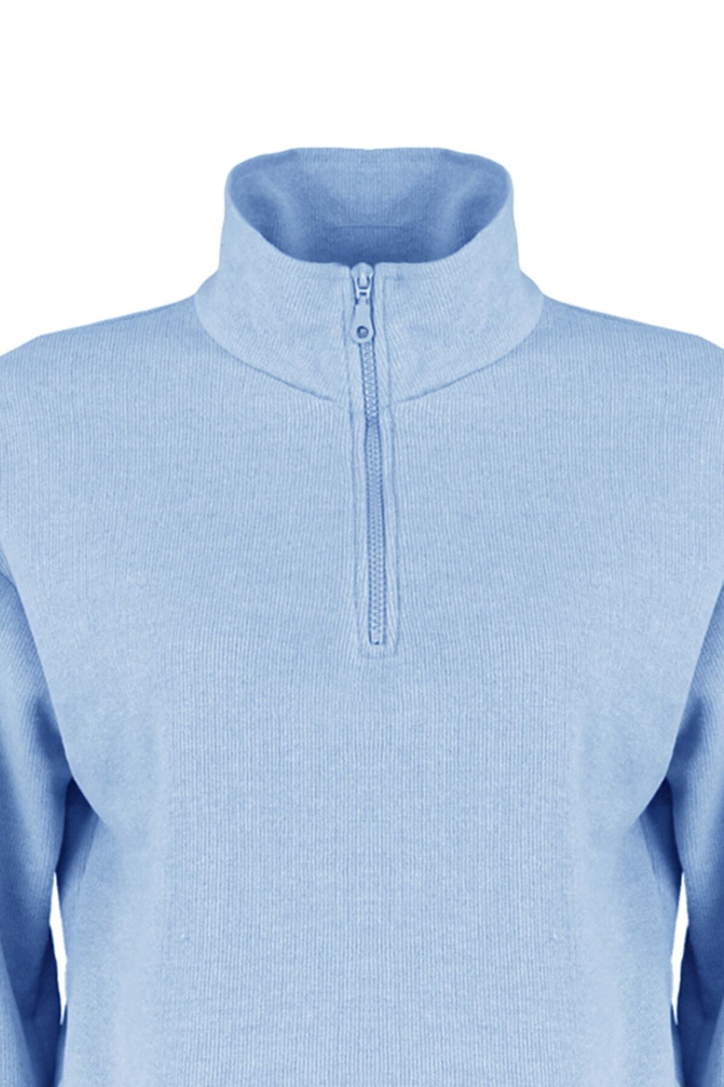 Trendyolmilla Mavi Selanik/Triko Görünümlü Fermuarlı Yaka Regular/Normal Kalıp Örme Sweatshirt TWOAW22SW0732
