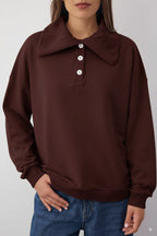 Trendyolmilla Wardrobe Essentials – Kahverengi Polo Yaka Örme Sweatshirt | TWOAW26SW00041