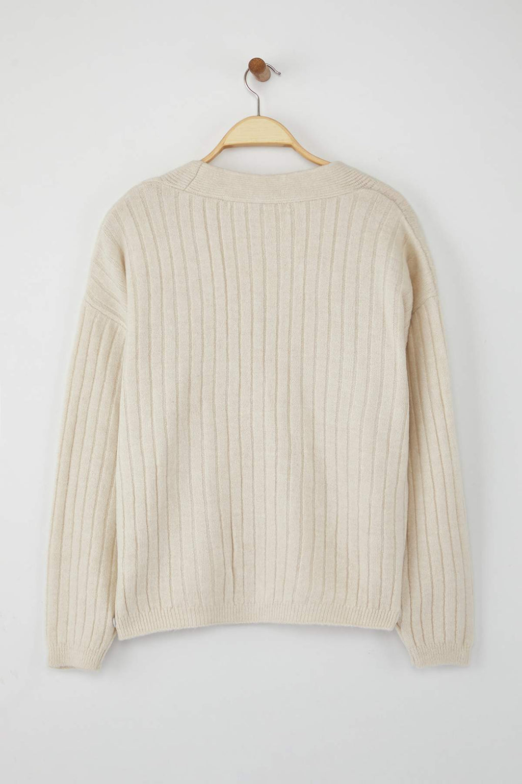 Trendyolmilla Wardrobe Essentials Taş Yumuşak Dokulu Basic Geniş Kalıp Triko Hırka | TWOAW26HI00119