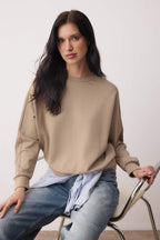 Vizon Kaşkorse Detaylı Oversize/Geniş Kalıp Yumuşak Kumaşlı EsnekÖrme Sweatshirt TWOAW26SW00186