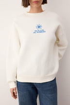 Teen Ekru Kalın İçi Polarlı Çiçek Nakışlı Bisiklet Yaka Oversize Örme Sweatshirt TWOAW26SW00154