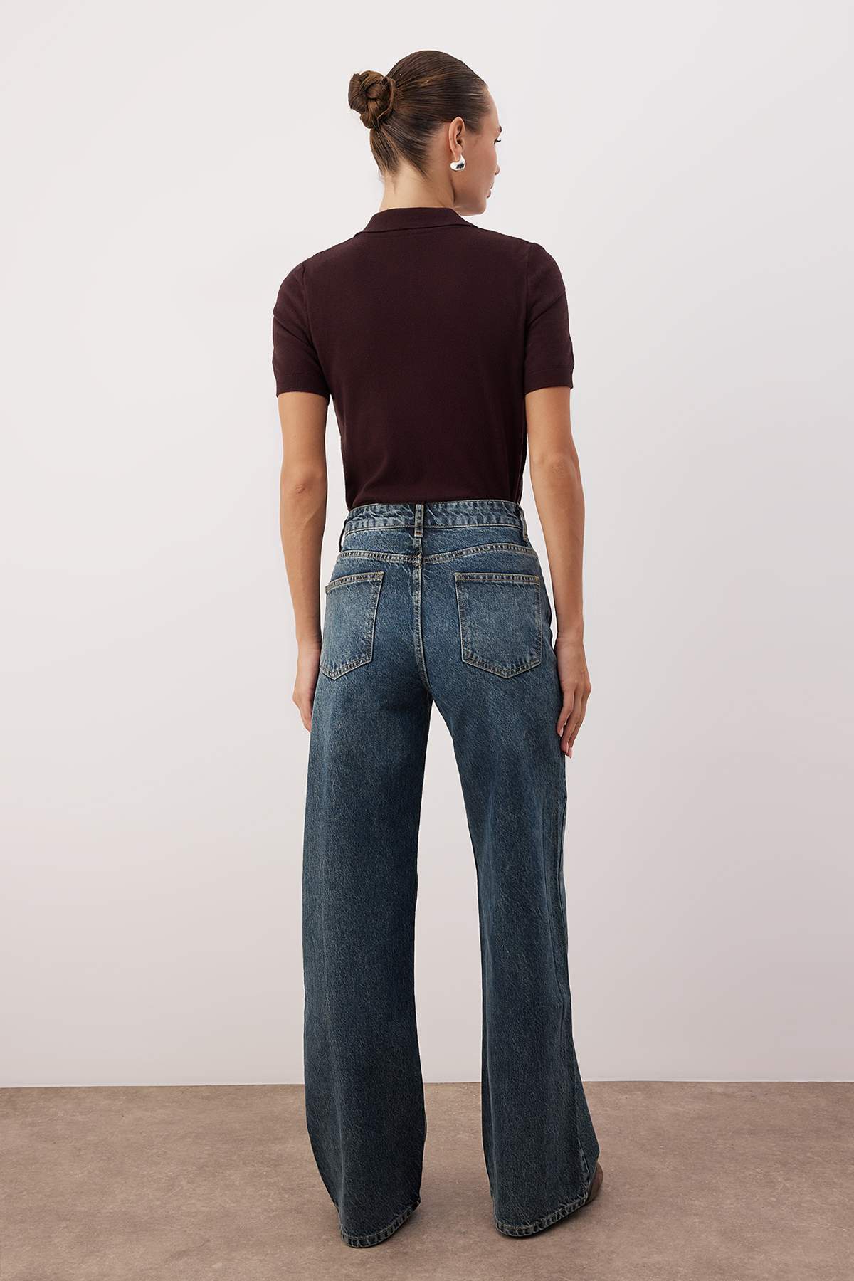 Trendyolmilla Açık Mavi Yüksek Bel Wide Leg Palazzo Jeans TWOAW26JE00251