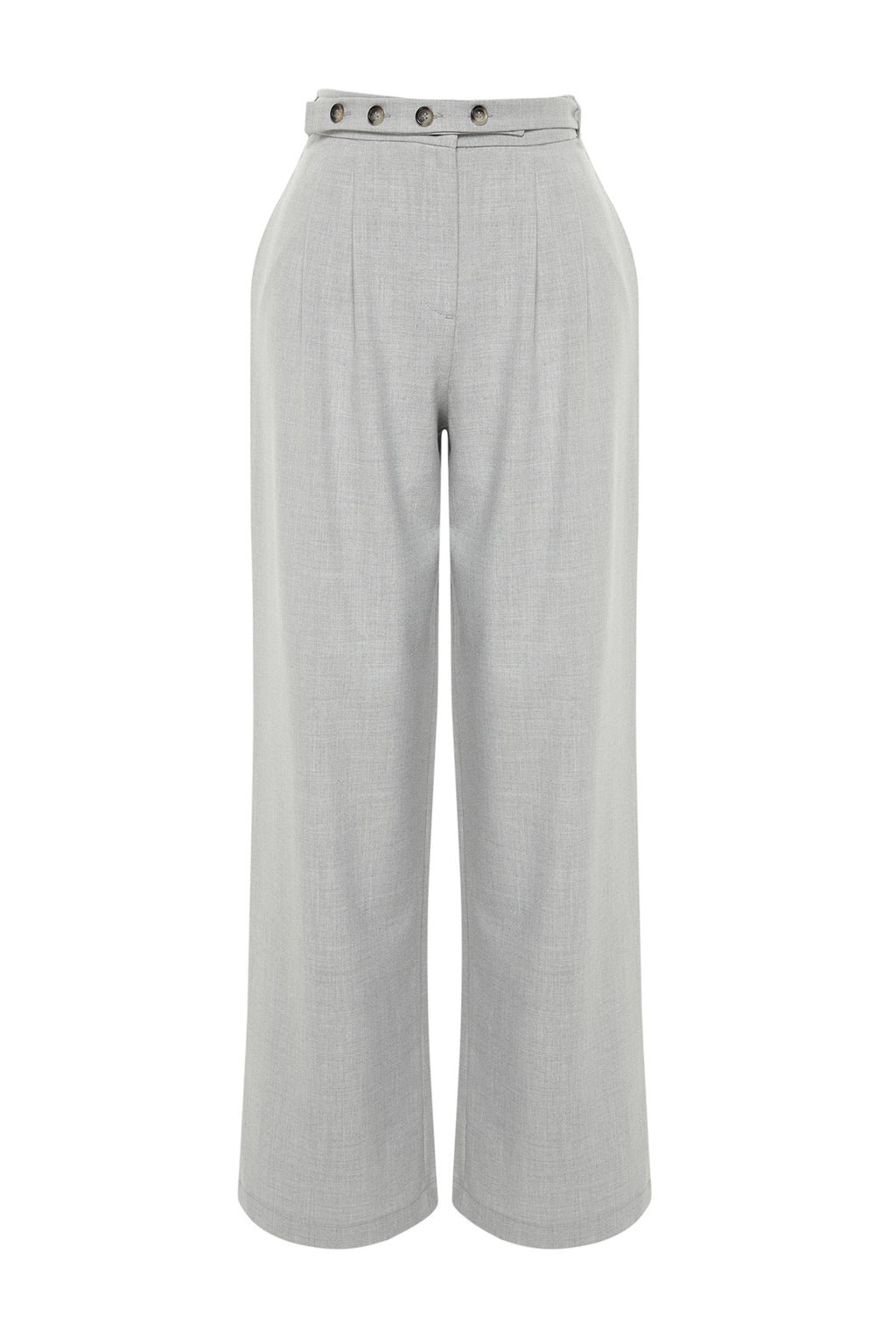 Trendyolmilla Bej Straight/Düz Kesim Kemer Detaylı Dokuma Pantolon TWOSS24PL00023