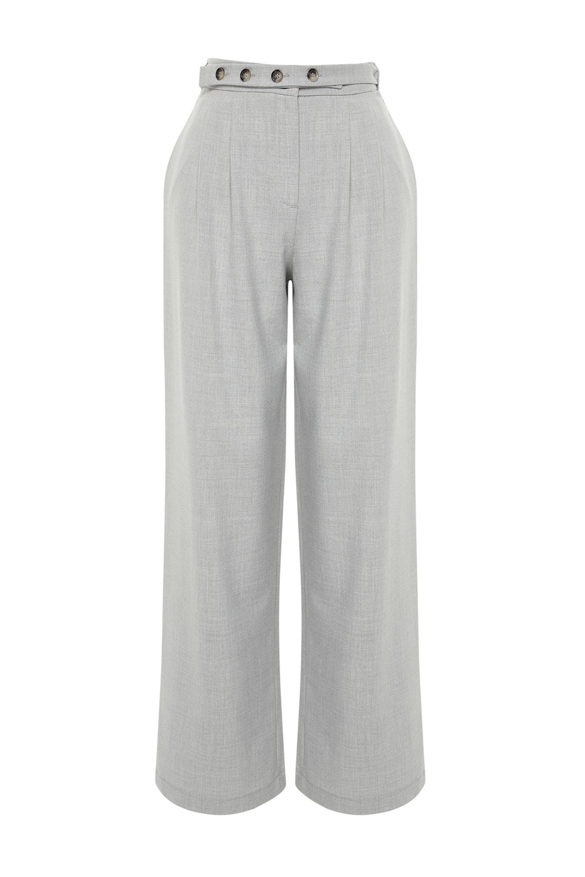 Trendyolmilla Bej Straight/Düz Kesim Kemer Detaylı Dokuma Pantolon TWOSS24PL00023