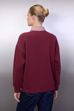 Trendyolmilla Ekru Oversize/Geniş Kalıp Dokuma Garni Detaylı Polo Yaka Örme Sweatshirt TWOAW26SW00116