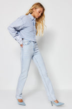 Trendyolmilla Antrasit Yüksek Bel Comfort/Esnek Bootcut Jeans TWOAW23JE00657