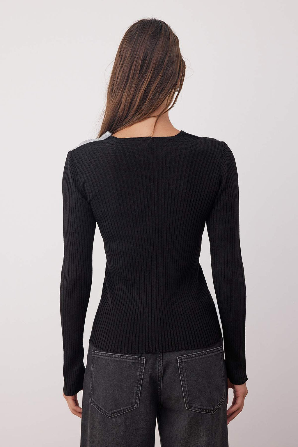 Trendyolmilla Saks*001 Fitted/Vücuda Oturan Kruvaze İnce Triko Kazak TWOAW26KZ00178