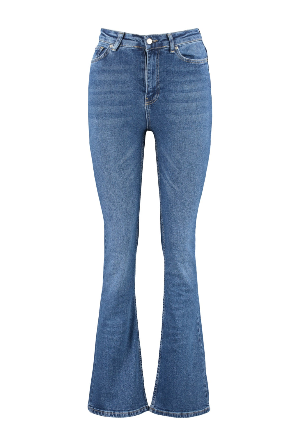 Trendyolmilla More Sustainable Koyu Mavi Yüksek Bel Orta Esnek Flare İspanyol Paça Jeans TWOSS23JE00063