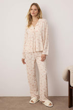 Çok Renkli Çiçekli Viskon Dokuma Pijama Takımı THMAW26PT00104