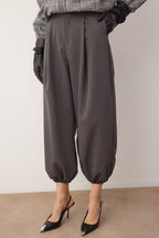 Trendyolmilla Gri Yüksek Bel Dokuma Şalvar Pantolon TWOAW26PL00169