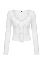 Trendyolmilla Siyah Fırfırlı Fitted/Vücuda Oturan Örme Bluz TWOAW26BZ00287