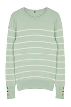 Trendyolmilla Mint Merserize Görünümlü Premium İplik / Özel İplik Çizgili Triko Kazak TWOAW23KZ01693