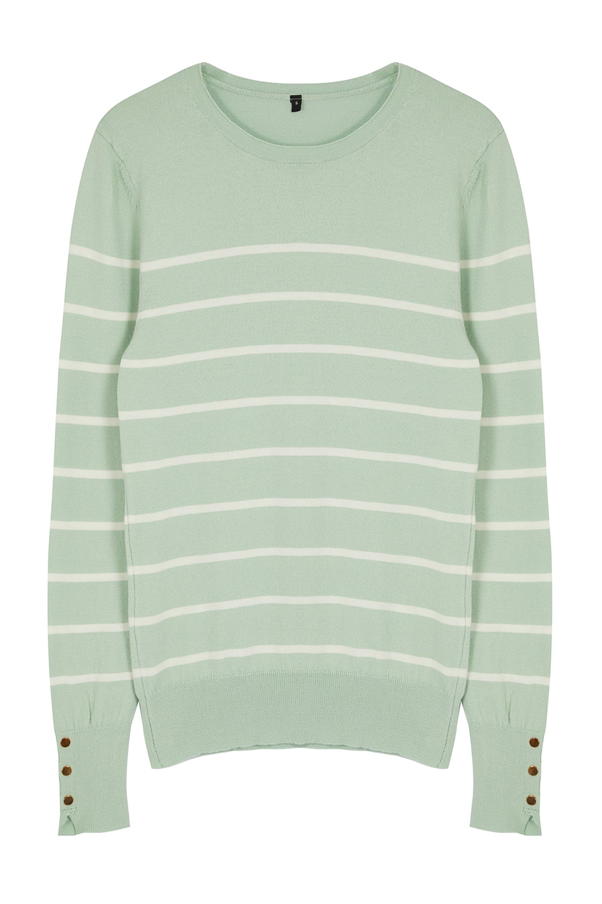 Trendyolmilla Mint Merserize Görünümlü Premium İplik / Özel İplik Çizgili Triko Kazak TWOAW23KZ01693