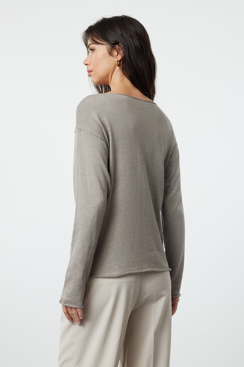 Vizon Pamuklu Kayık Yaka Transparan Görünümlü İnce Fitted/Vücudu Saran Triko Kazak TWOAW25KZ00080