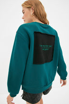 Trendyolmilla Beyaz Baskılı Basic Örme Sweatshirt TWOAW21SW0150
