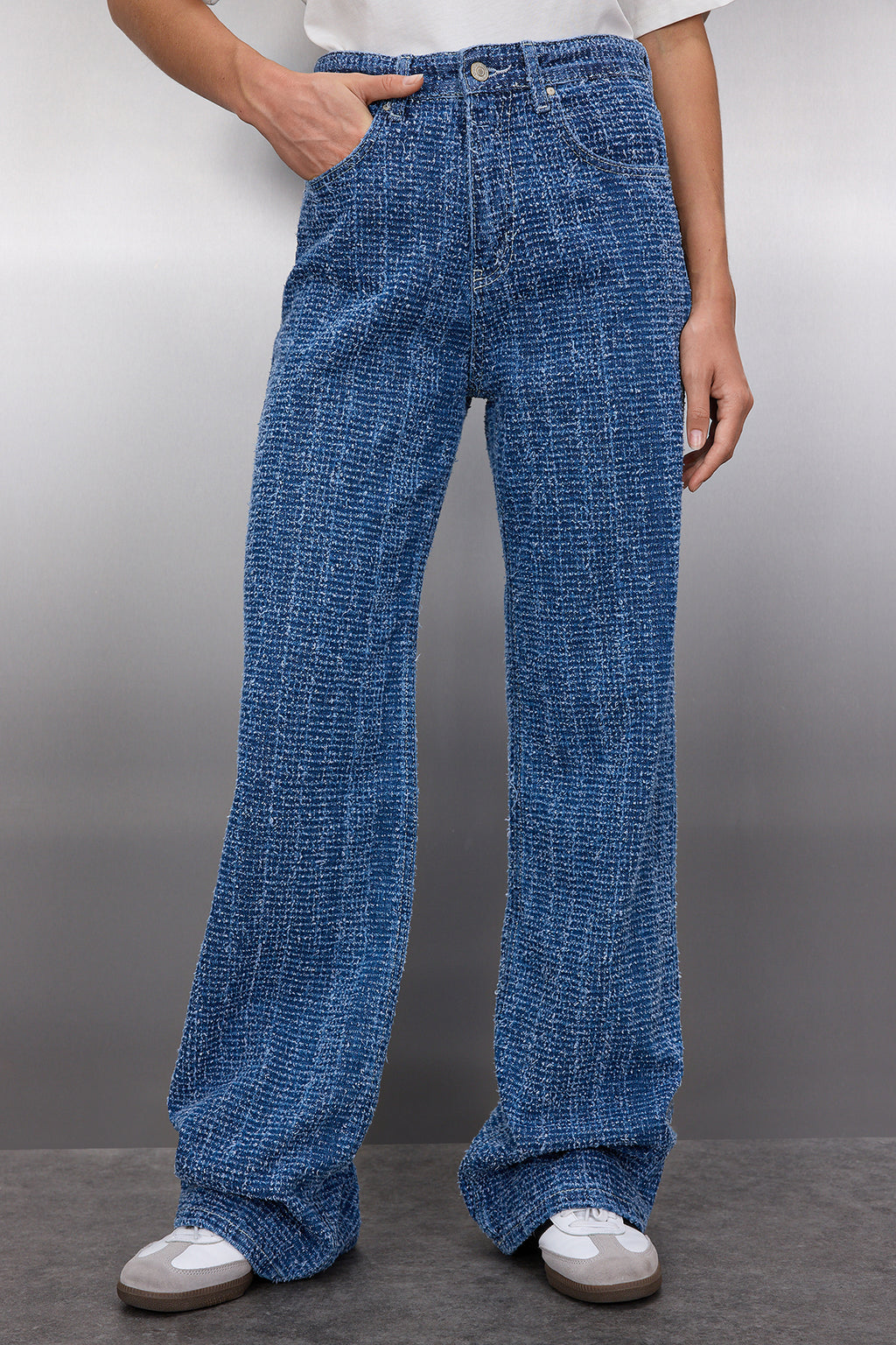 Mavi Dokulu Yüksek Bel Wide Leg Geniş Paça %100 Pamuk Non-Stretch Jeans TWOSS25JE00043
