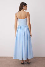 Trendyolmilla Açık Mavi A-Kesim Poplin Dokuma Midi Elbise TPRSS24EL00294