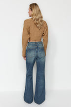 Mavi More Sustainable Soluk Efekt Vintage Fermuar Detaylı Yüksek Bel Wide Leg Jeans TWOAW24JE00315