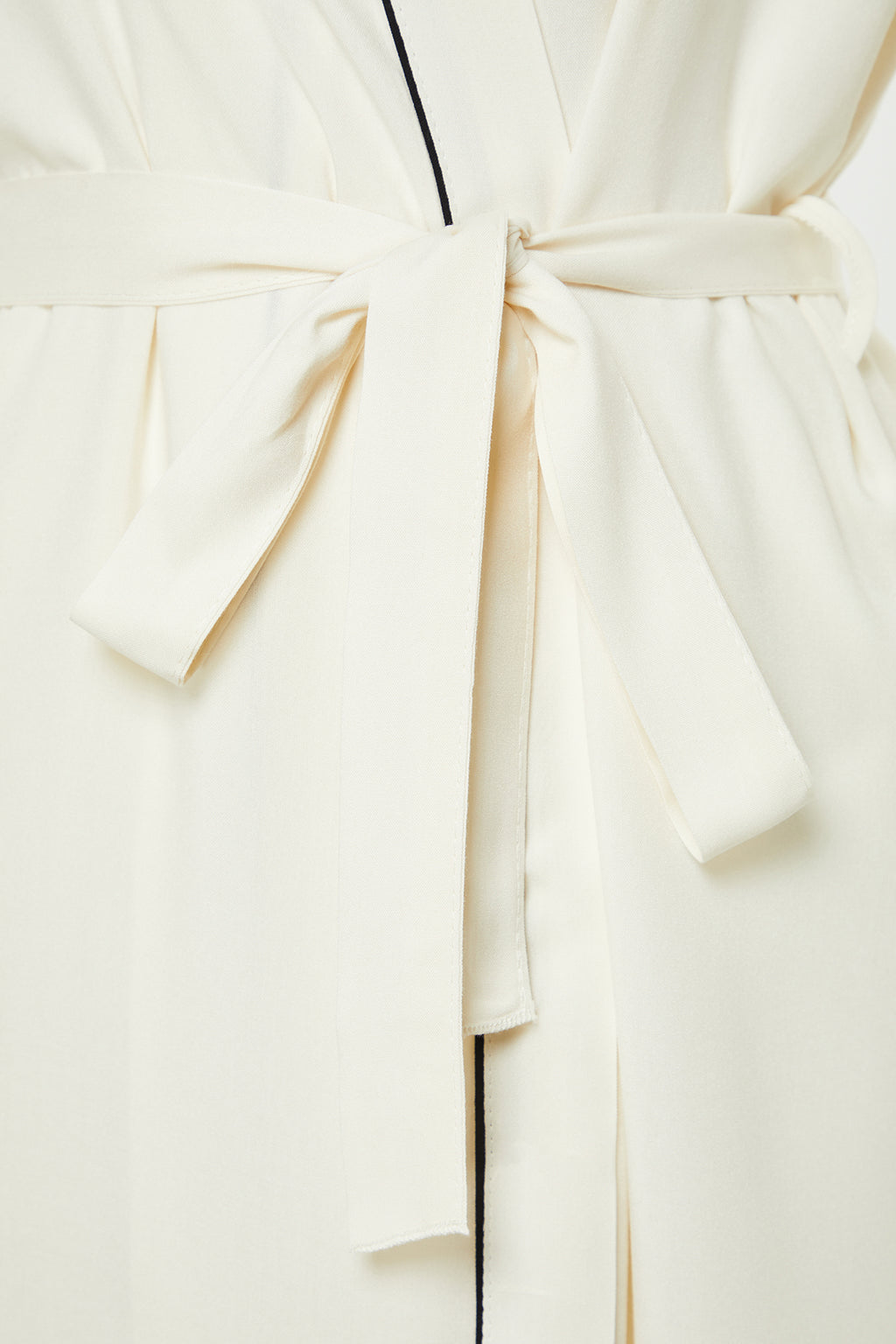 Bej 2'li Viskon Biyeli Dokuma Sabahlık-Pijama Altı THMAW24PT00074