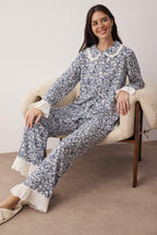 Trendyolmilla Mavi Çiçekli Viskon Dokuma Pijama Takımı THMAW26PT00185