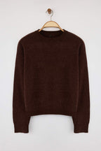 Trendyolmilla Kahverengi Geniş Kalıp Özel İplik Triko Kazak TWOAW26KZ00090