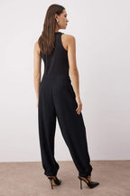 Siyah Şalvar/Harem Dökümlü Düğme Detaylı Pantolon TWOAW26PL00065