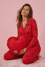 Trendyolmilla Kırmızı %100 Pamuklu Kalpli Örme Pijama Takımı THMAW21PT0548