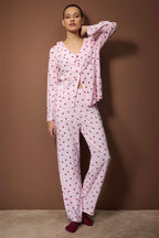 Trendyolmilla Pembe Çizgili Viskon Dokuma Pijama Takımı THMAW26PT00106