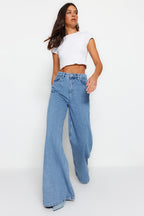 Mavi Yüksek Bel Ekstra Wide Leg Palazzo Geniş Paça %100 Pamuk Non-Stretch Jeans TWOSS23JE00286