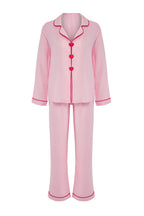 Trendyolmilla Beyaz Kalp Nakışlı Biyeli Viskon Dokuma Pijama Takımı THMAW25PT00179