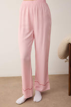 Pembe Çilek Nakışlı Viskon Dokuma Pijama Takımı THMAW26PT00169