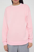 Trendyolmilla Açık Pembe Renk Bloklu Oversize/Geniş Kalıp Kalın Örme Sweatshirt TWOAW26SW00025