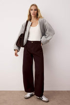 Trendyolmilla Haki Barrel Kalıp %100 Pamuk Gabardin Pantolon TWOAW26PL00084